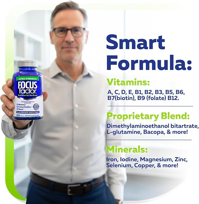 Focus Factor Extra Strength – Brain, Memory & Focus Supplement – 120 Count