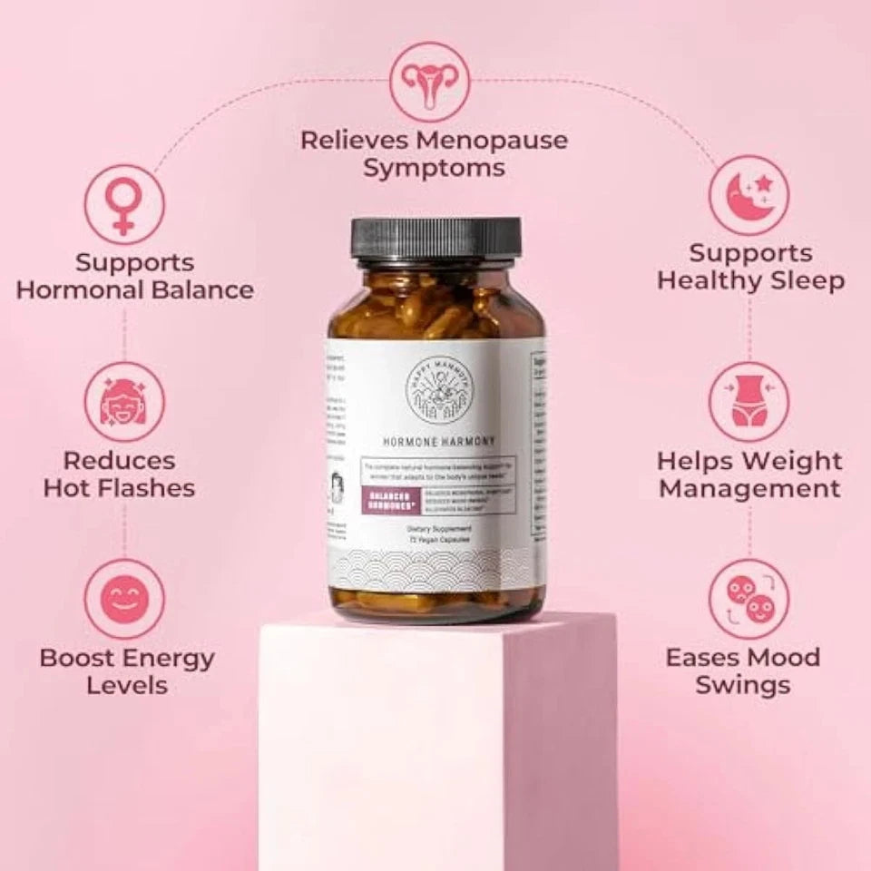 2 BOTTLES- Happy Mammoth Hormone Harmony Natural Hormonal Support for lady 72Cap
