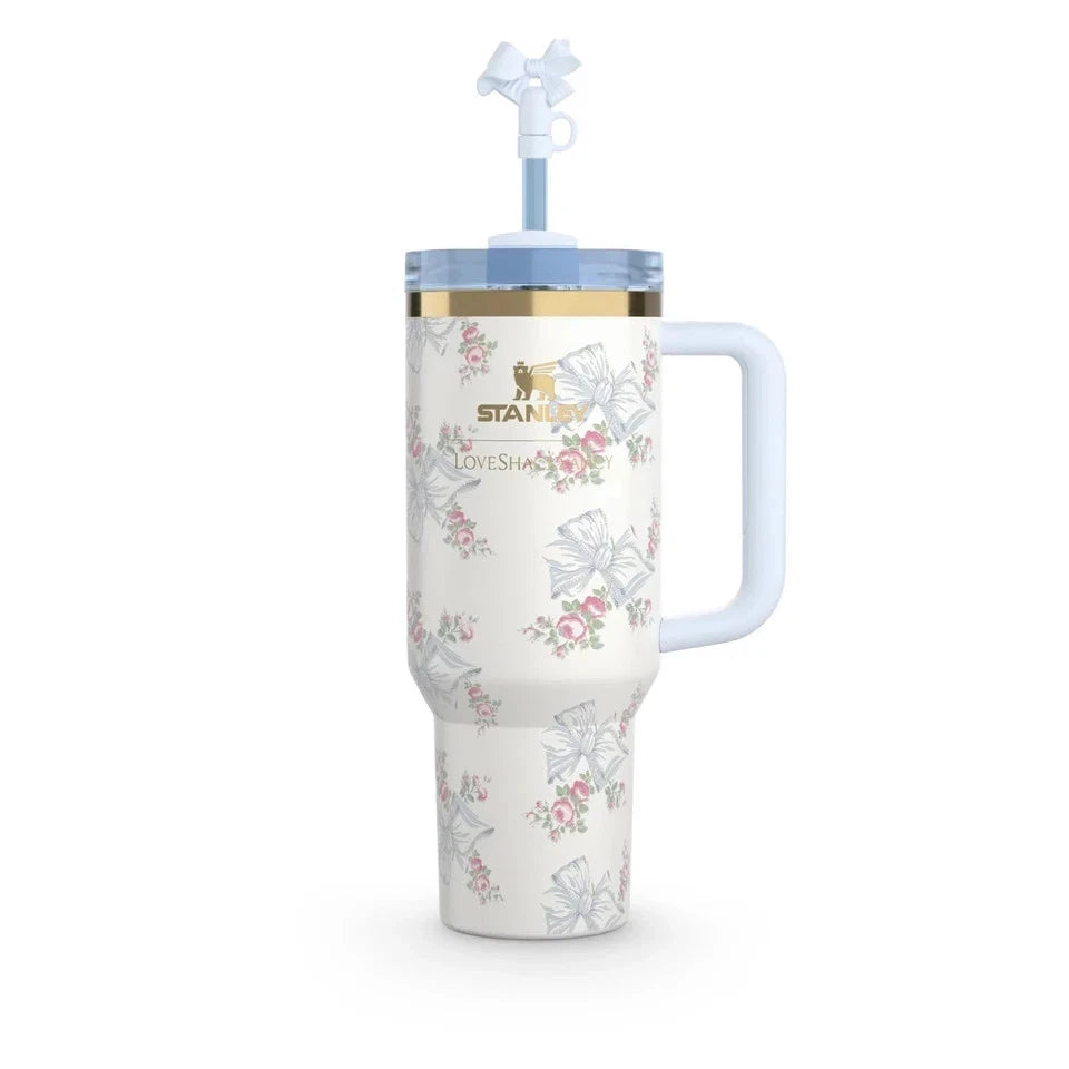 Stanley X Tumbler Love Shack Fancy 40oz Holiday Rosa Beaux Blue Gift Box Cup