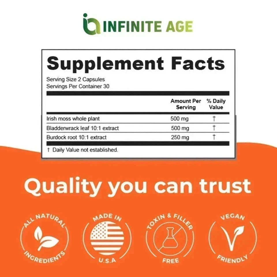 INFINITE AGE 1250mg Sea Moss Advanced Superfood, High-Potency, Vegan - 60 Count