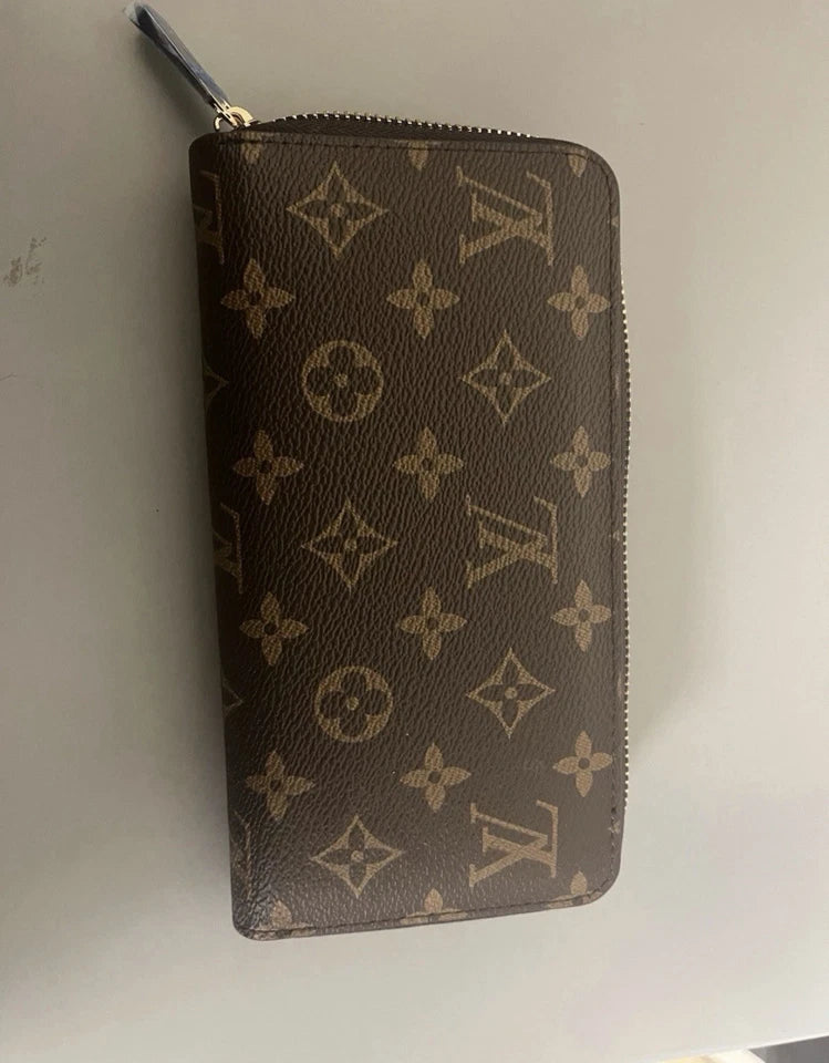 Monogram Zip-Around Long Wallet Brown Zipper Logo