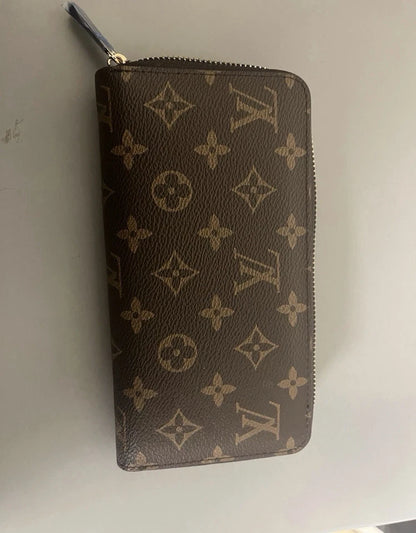 Monogram Zip-Around Long Wallet Brown Zipper Logo