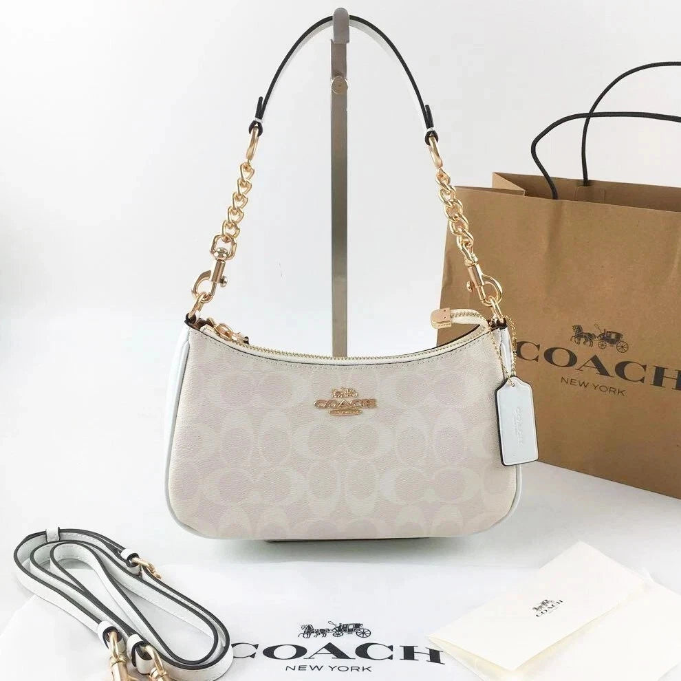 COACH Teri 2Way CA548 Shoulder Bag Signature Coated Canvas White New outlet