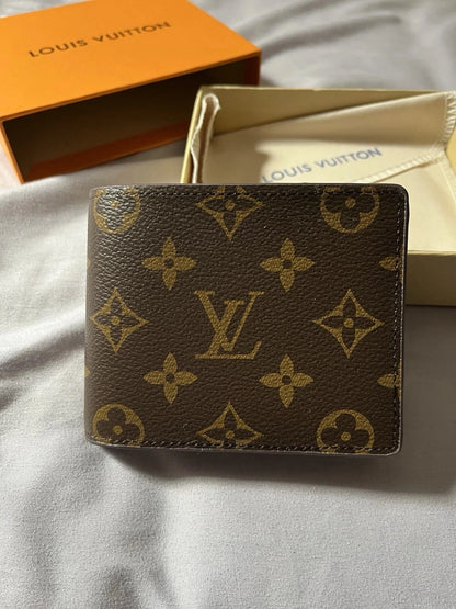 LV Louis Vuitton Monogram Bifold Wallet Brown Mens Classic Designer