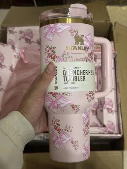 Stanley x LoveShackFancy 40oz Tumbler Pink Holiday Edition Insulated Quencher