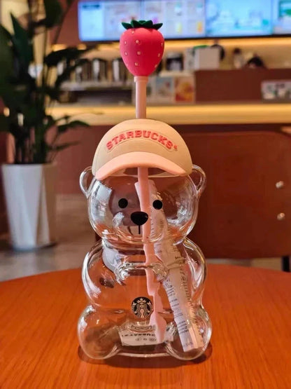 Starbucks Bearista Bear Cup Tumblers Strawberry Topper Baseball cap