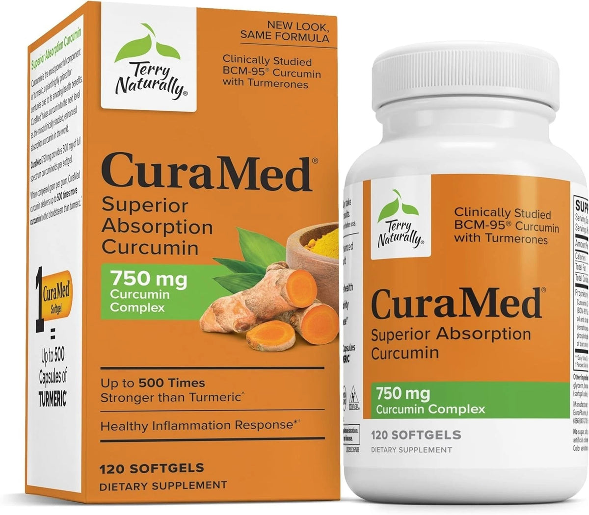 Terry Naturally CuraMed Curcumin 750mg – Superior Absorption, 120 Softgels