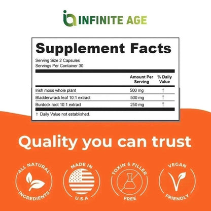 INFINITE AGE 1250mg Sea Moss Advanced Superfood, High-Potency, Vegan - 60 Count