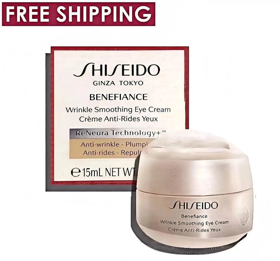 SHISEIDO BENEFIANCE Wrinkle Anti-Aging Smoothing Eye Cream 0.51oz / 15 ml 2 pack