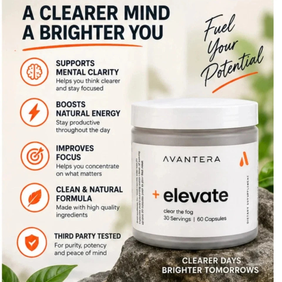 Elevate Clear The Fog 60 Capsules Focus & Clarity Supplement Pack of 2