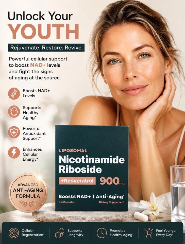 NAD+ Supplement for Anti-Aging Energy Focus & Nicotinamide Riboside Resveratrol